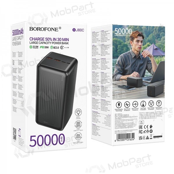 Batteria esterna Power Bank Borofone BJ80C 22.5W 50000mAh nero