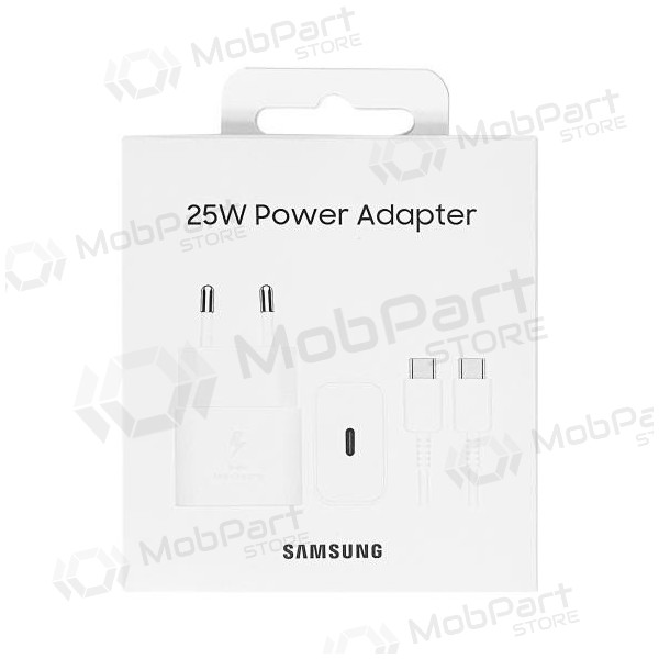 Caricatore originale Samsung EP-T2510XWEGEU 25W + USB-C cavo nel pacchetto bianca