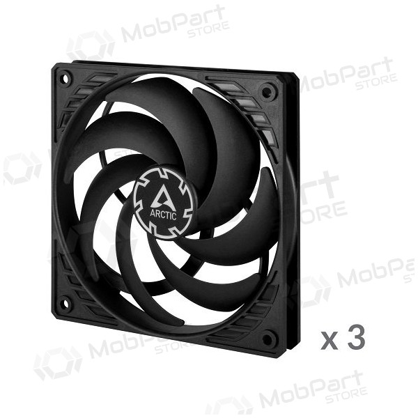 ARCTIC P12 Slim PWM PST korpuso ventiliatoriai, 4-pin, 120mm, juodi, 3 pz.