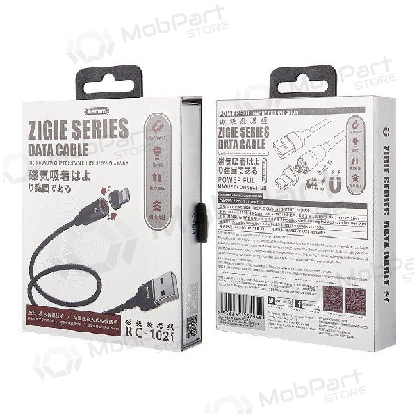 USB cavo REMAX Magnetic lightning 1.2m (3A) (nero)