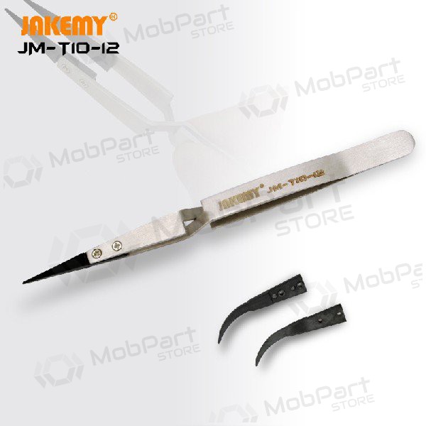 Pinzetta antistatica in metallo Jakemy JM-T10-12 ESD (replaceable head)