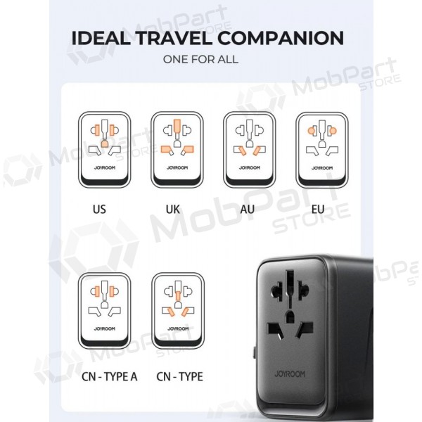 universale kelioninis caricatore Joyroom JR-TCW01 3xUSB-A/USB-C nero