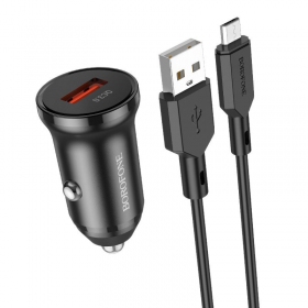Caricatore automobilinis Borofone BZ18 Quick Charge 3.0 18W + MicroUSB (nero)