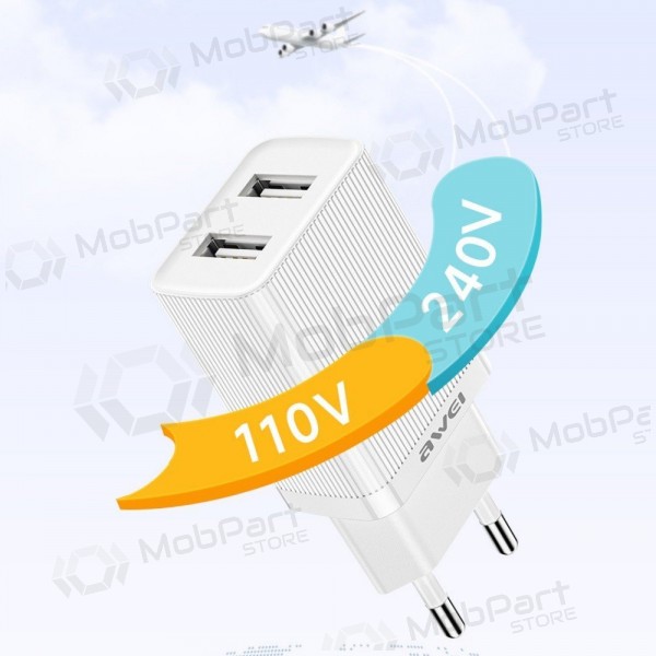 Caricatore Awei C15L-EU 2xUSB-A 10W + USB to Lightning cable bianca