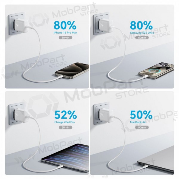 Caricatore Joyroom JR-TCF24 USB-C PD30W + USB-C to USB-C cable 1.0m bianca