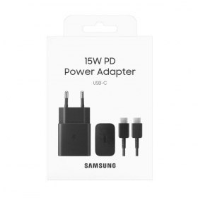 Caricatore originale Samsung EP-T1510XBEGEU 15W + cavo Type-C 1m nel pacchetto nero