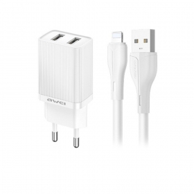 Caricatore Awei C15L-EU 2xUSB-A 10W + USB to Lightning cable bianca