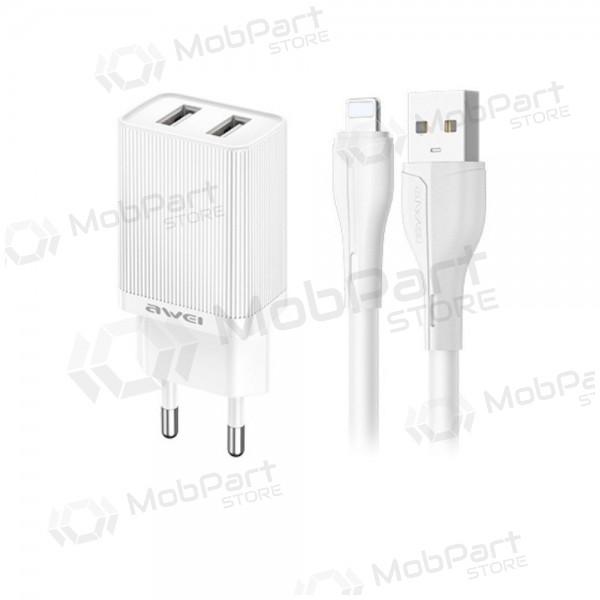 Caricatore Awei C15L-EU 2xUSB-A 10W + USB to Lightning cable bianca