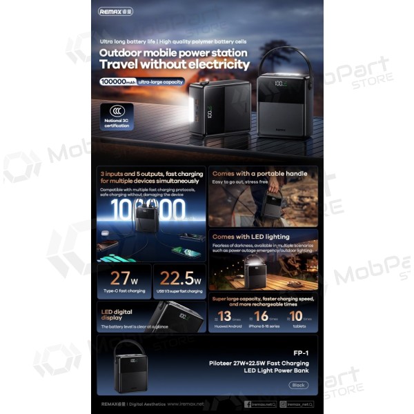 Batteria esterna Power Bank Remax FP-1 22.5W 100000mAh nero