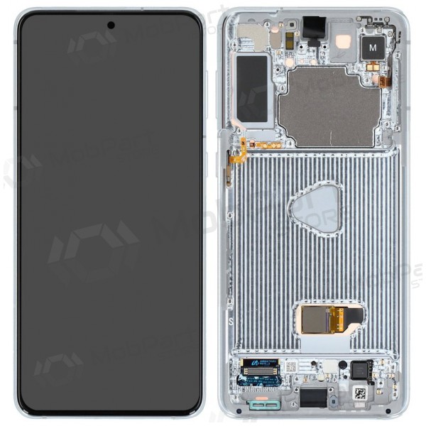 Samsung Galaxy S21+ schermo / display (d'argento) (con una cornice) (originale)