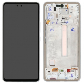 Samsung Galaxy A53 5G schermo / display (bianca) (con una cornice) (originale)
