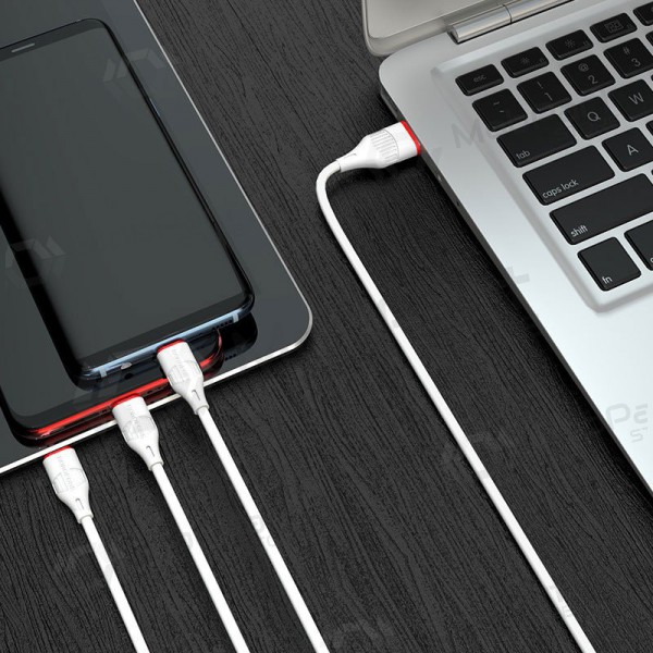 USB cavo Borofone BX17 3in1 microUSB-Lightning-Type-C (bianca)