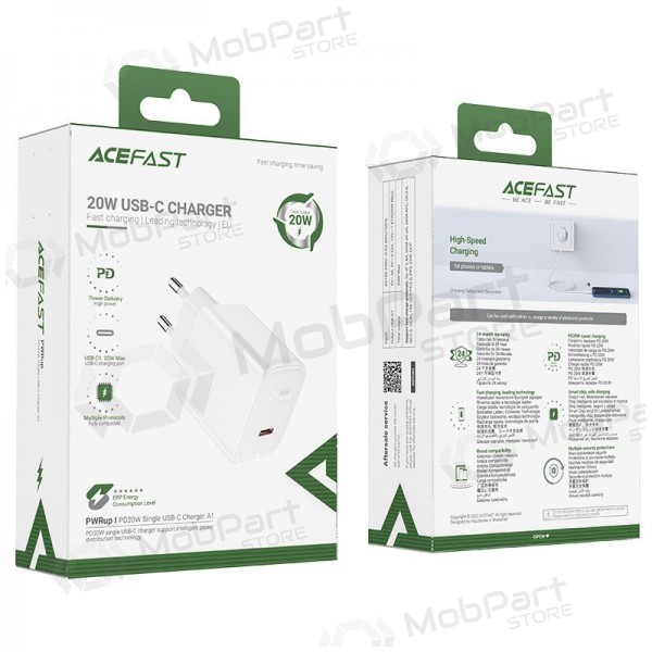 Caricatore buitinis Acefast A1 PD20W USB-C bianca