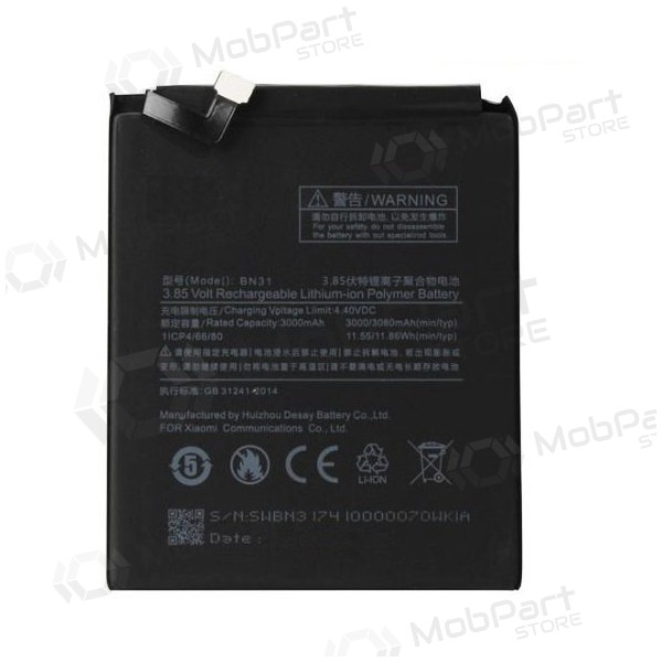 Xiaomi Redmi Mi A1 / Mi 5X / Note 5A (BN31) batteria / accumulatore (3000mAh) Xiaomi Redmi Mi A1 / Mi 5X / Note 5A (BN31) batteria / accumulatore (3000mAh)