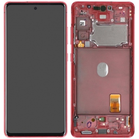 Samsung Galaxy S20 FE schermo / display (rosso) (con una cornice) (originale)