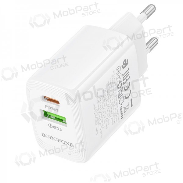 Caricatore Borofone BN27 20W USB-C/USB-A bianca