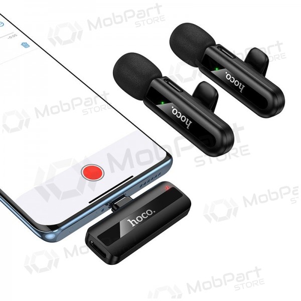 Belaidžių mikrofonų rinkinys Hoco L20A USB-C/Lightning nero