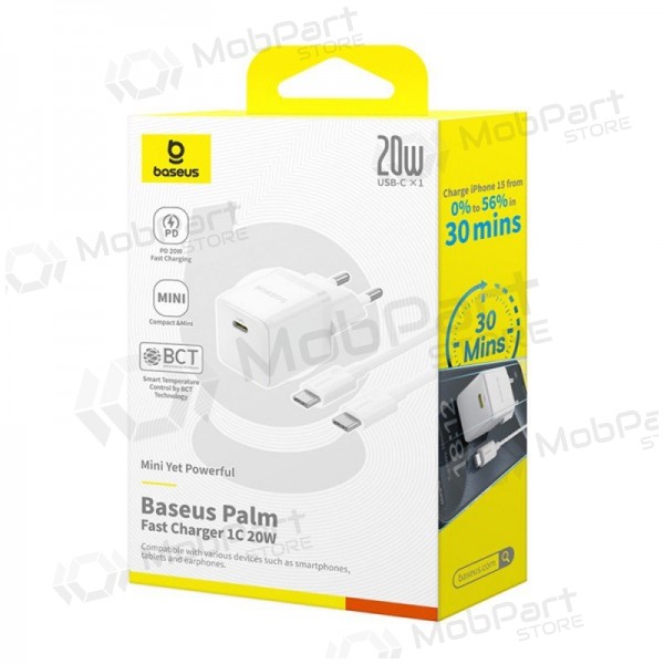 Caricatore Baseus Palm 20W USB-C + USB-C to USB-C cable 1.0m bianca P10111602213-01