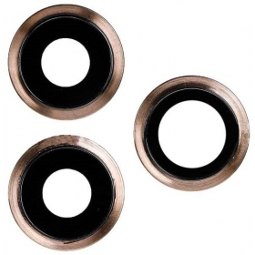 Apple iPhone 11 Pro / 11 Pro Max vetro della fotocamera (3pz) (d'oro) (con una cornice)