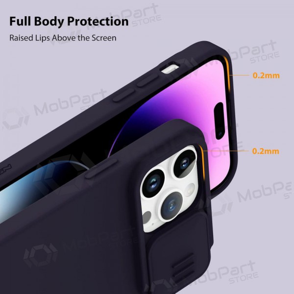 Apple iPhone 15 Pro custodia „Nillkin Silicone“ (tamsiai viola) Apple iPhone 15 Pro custodia „Nillkin Silicone“ (tamsiai viola)