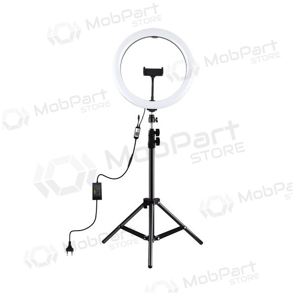 LED žiedinė lampada 30cm, su trikoju stovu iki 1.1m e telefono laikikliu LED žiedinė lampada 30cm, su trikoju stovu iki 1.1m e telefono laikikliu