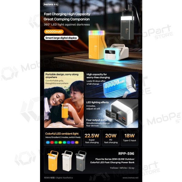 Batteria esterna Power Bank Remax RPP-596 22.5W 40000mAh grigio