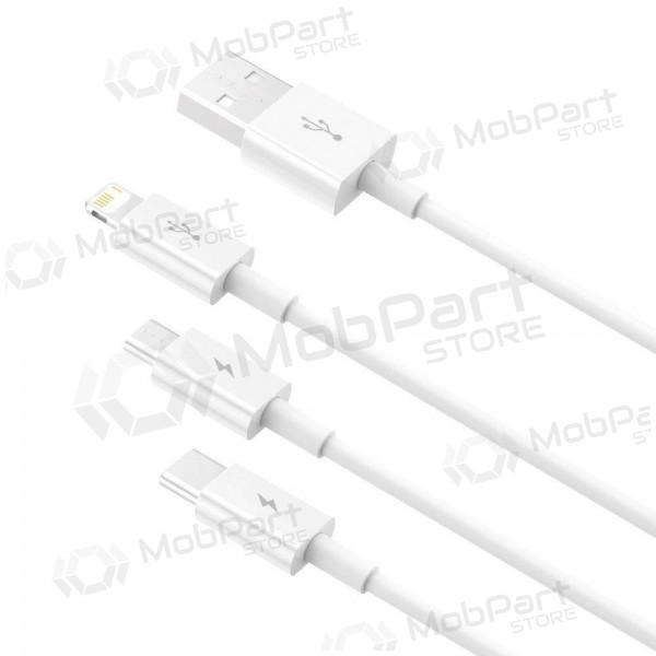 Cavo Baseus Superior USB - microUSB+Lightning+Type-C 3.5A 1.5m (bianca) CAMLTYS-02 Cavo Baseus Superior USB - microUSB+Lightning+Type-C 3.5A 1.5m (bianca) CAMLTYS-02