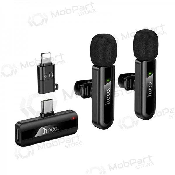 Belaidžių mikrofonų rinkinys Hoco L20A USB-C/Lightning nero
