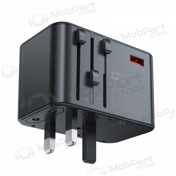 universale kelioninis caricatore Acefast Z1 75W GaN 2xUSB-A/3xUSB-C nero