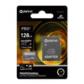 Scheda di memoria Platinet MicroSD 128GB (class10 UHS-III 90MB/S) + SD Adattatore