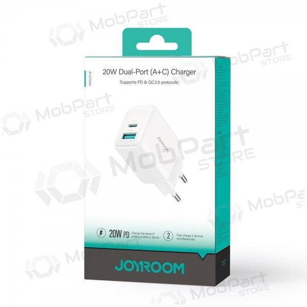 Caricatore Joyroom JR-TCF21 USB-C/USB-A PD20W bianca