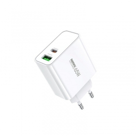 Caricatore Remax RP-U125 65W GaN USB-C/USB-A bianca