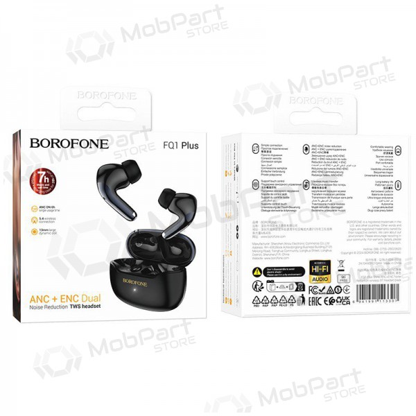 senza filis ausinės Borofone FQ1 Plus ANC+ENC juodos