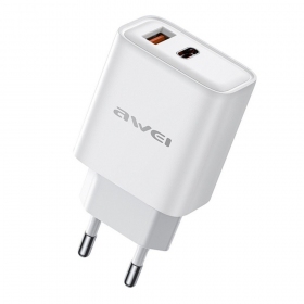 Caricatore Awei PD81-EU USB-A/USB-C bianca