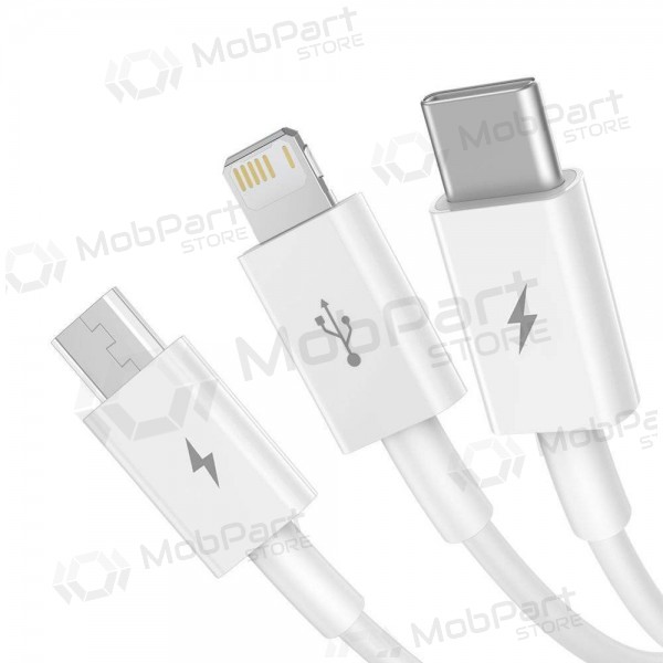 Cavo Baseus Superior USB - microUSB+Lightning+Type-C 3.5A 1.5m (bianca) CAMLTYS-02 Cavo Baseus Superior USB - microUSB+Lightning+Type-C 3.5A 1.5m (bianca) CAMLTYS-02