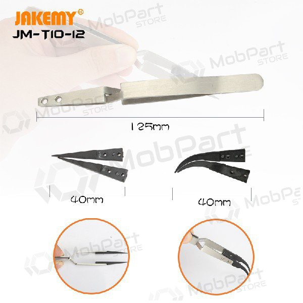 Pinzetta antistatica in metallo Jakemy JM-T10-12 ESD (replaceable head)