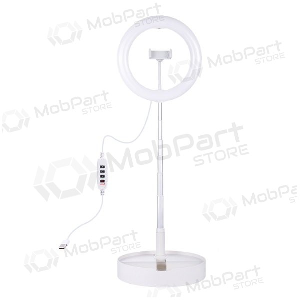 LED žiedinė lampada 26cm, su stovu iki 138cm, su telefono laikikliu, USB LED žiedinė lampada 26cm, su stovu iki 138cm, su telefono laikikliu, USB
