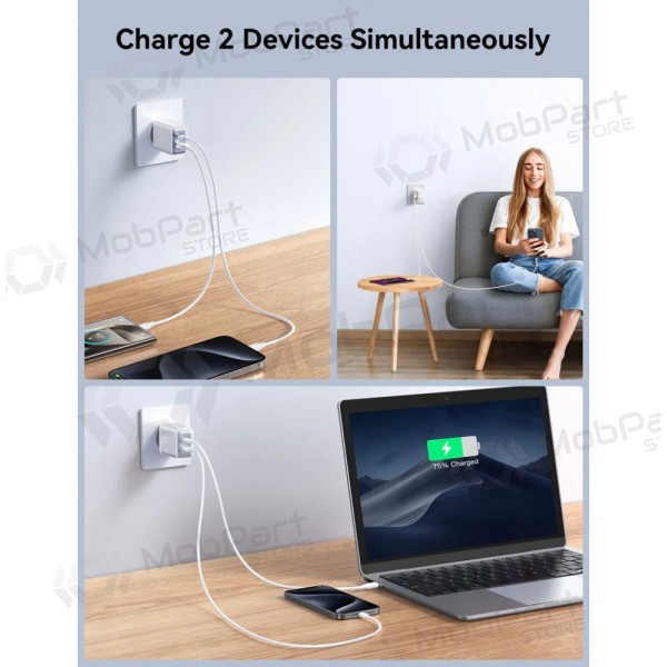 Caricatore Joyroom JR-TCF15 USB-C/USB-A 30W bianca
