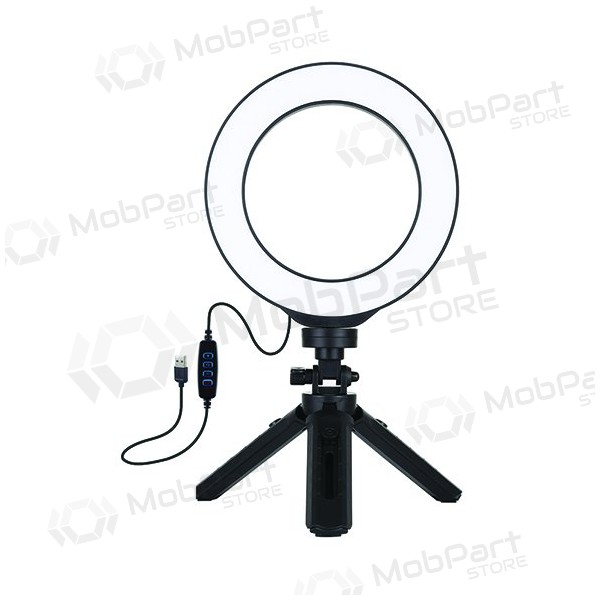 LED žiedinė lampada 16cm, su trikoju stovu 12-14.5cm, USB LED žiedinė lampada 16cm, su trikoju stovu 12-14.5cm, USB
