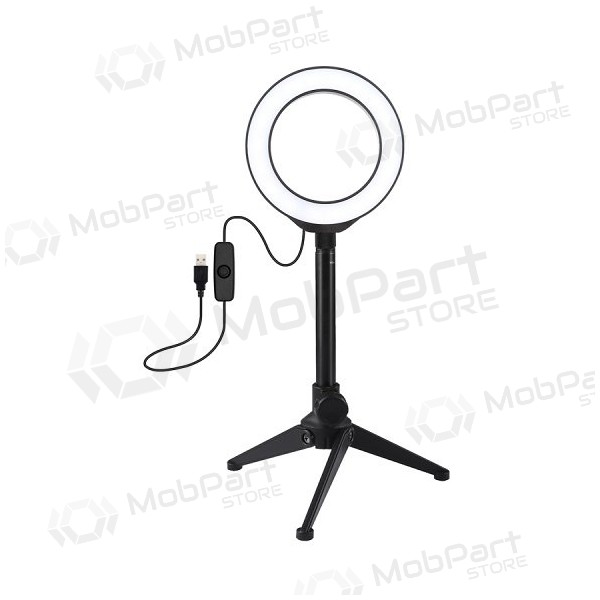 LED žiedinė lampada 12cm, su trikoju staliniu stovu iki 21.8cm, USB, LED žiedinė lampada 12cm, su trikoju staliniu stovu iki 21.8cm, USB,