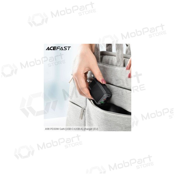 Caricatore Acefast A98 30W GaN USB-C/USB-A nero