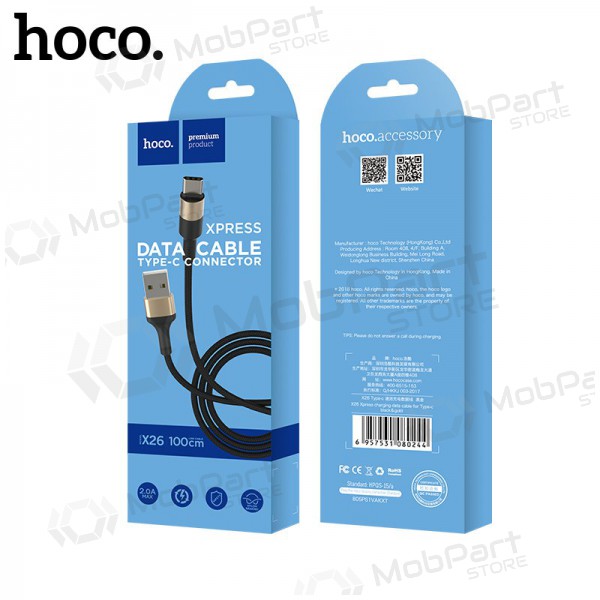 USB cavo Hoco X26 Type-C 1.0m (nero / d'oro)