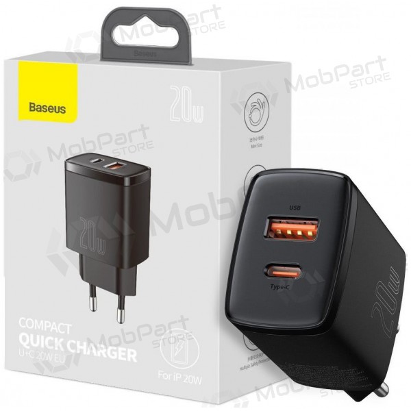 Caricatore Baseus USB + Type-C 20W CCXJ-B01 (nero)
