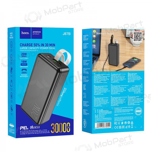 Batteria esterna Power Bank Hoco J87B PD20W+QC3.0 30000mAh nero