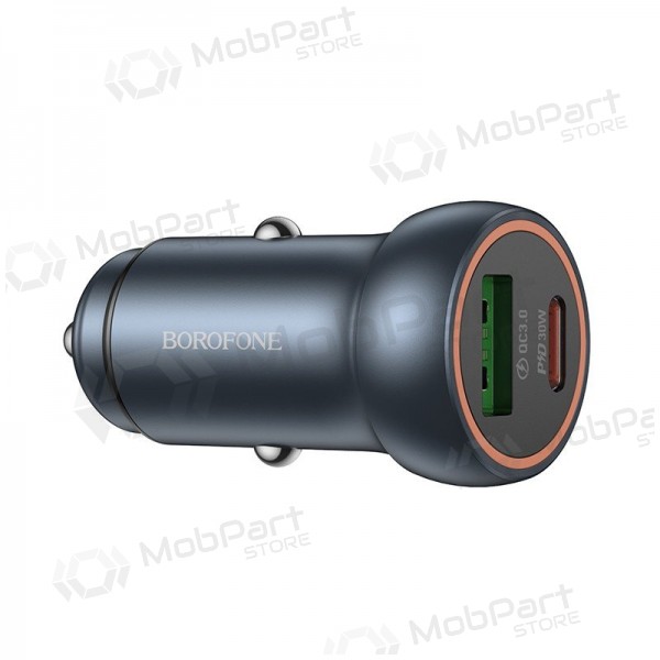 Caricatore per auto Borofone BZ32A USB-C/USB-A 30W grigio