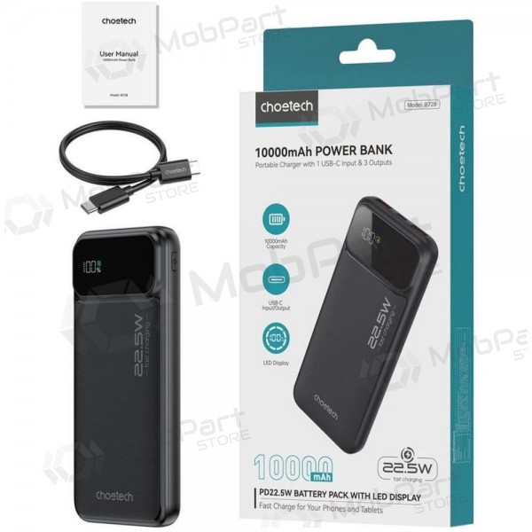 Batteria esterna Power Bank Choetech B728 22.5W 10000mAh nero Batteria esterna Power Bank Choetech B728 22.5W 10000mAh nero
