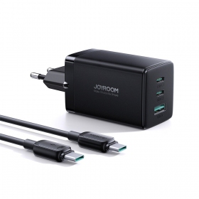 Caricatore buitinis Joyroom GaN JR-TCG01 2xUSB-C/USB-A 65W + USB-C cable 1.2m nero