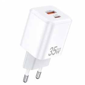 Caricatore Awei PD66-EU GaN 35W USB-A/USB-C bianca