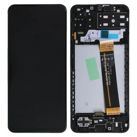 Ekranas Samsung A137 A13 2022 su lietimui jautriu stikliuku e rėmeliu Black originale