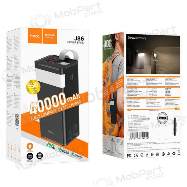 Batteria esterna Power Bank Hoco J86 22.5W Quick Charge 3.0 40000mAh nero